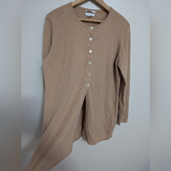 CHARTER CLUB 100% 2ply CASHMERE Cardigan, BEIGE, Women’s Size Large - Picture 3 of 6